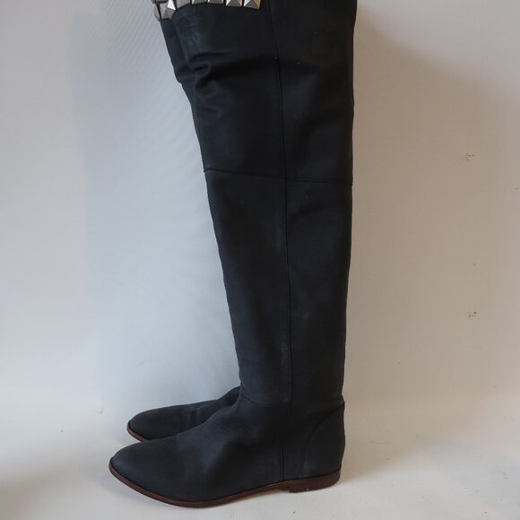 Womens Candela NYC Black Suede Studded Accents Over-the Knee Boots 8 - Picture 5 of 16